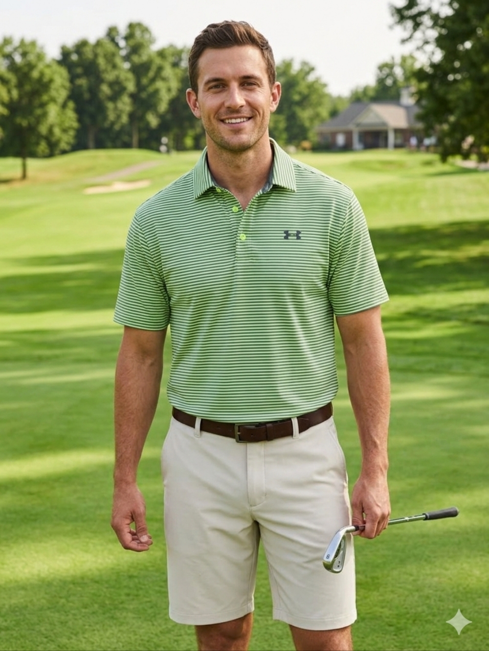 Under Armour Men's Green Striped Polo Shirt
